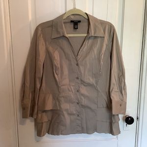 Alfani 3/4 sleeve ruffled button down shirt